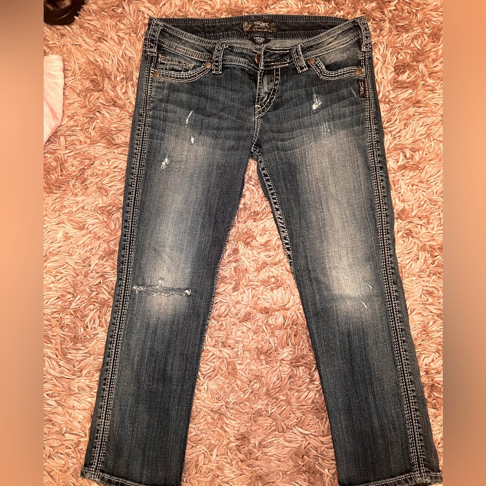 Silver ankle crop jeans size 27